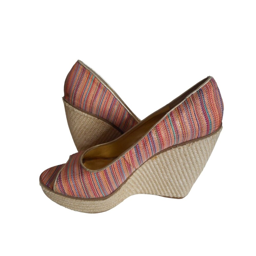 Nine West Womens Willow Multi color Slip On Open Toe Wedge Shoes Sz 8 M - Picture 5 of 11